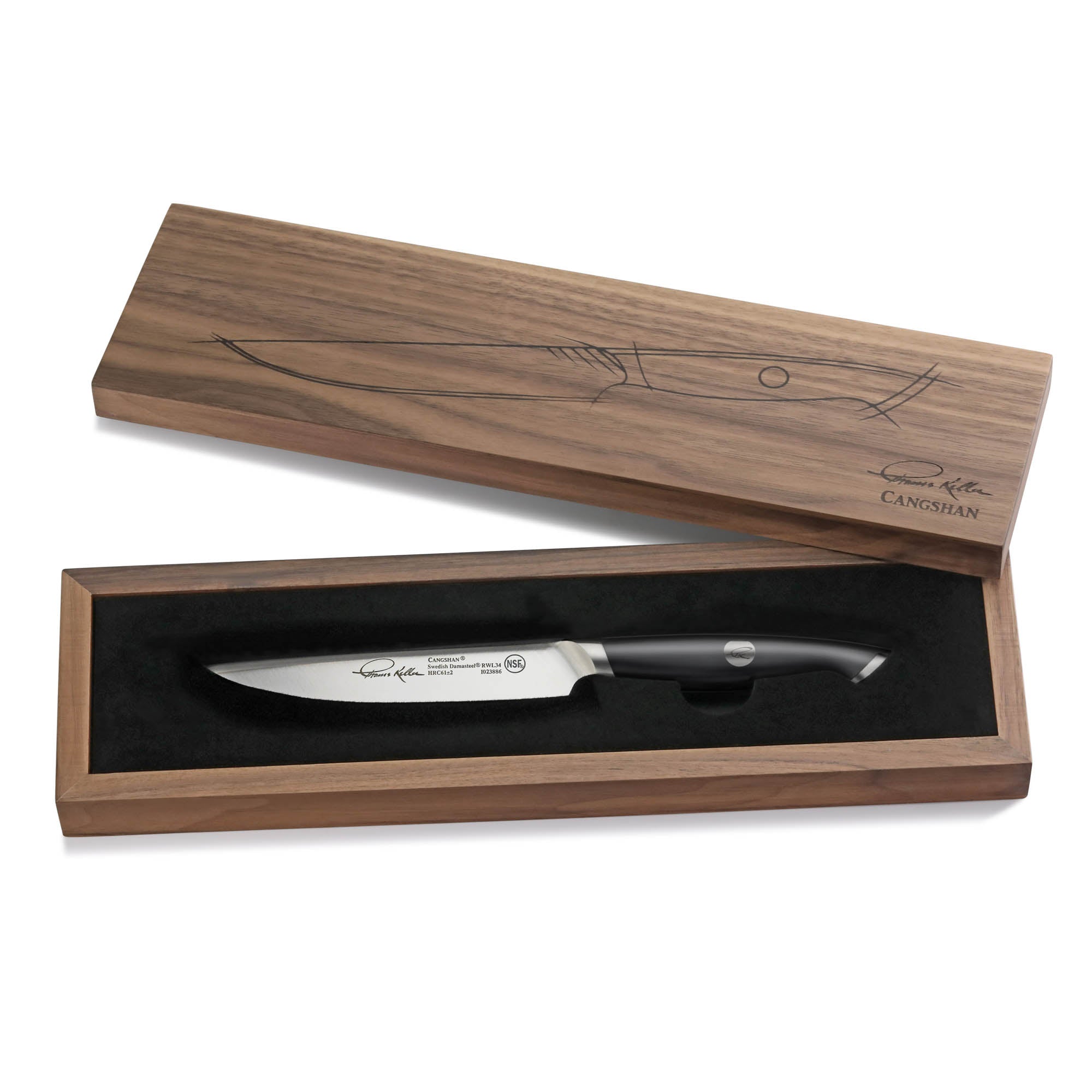 TKSC 5-Inch Fine-Edge Steak Knife, Forged Swedish Powder Steel, Thomas Keller Signature Collection, Black, 1023886