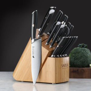 
                  
                    Load image into Gallery viewer, Saveur Selects 1026320 German Steel Forged 17-Piece Knife Block Set
                  
                