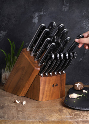 
                  
                    Load image into Gallery viewer, TV2 Series 17-Piece Knife Block Set, Forged Swedish 14C28N Steel, Acacia Block, 1023053
                  
                