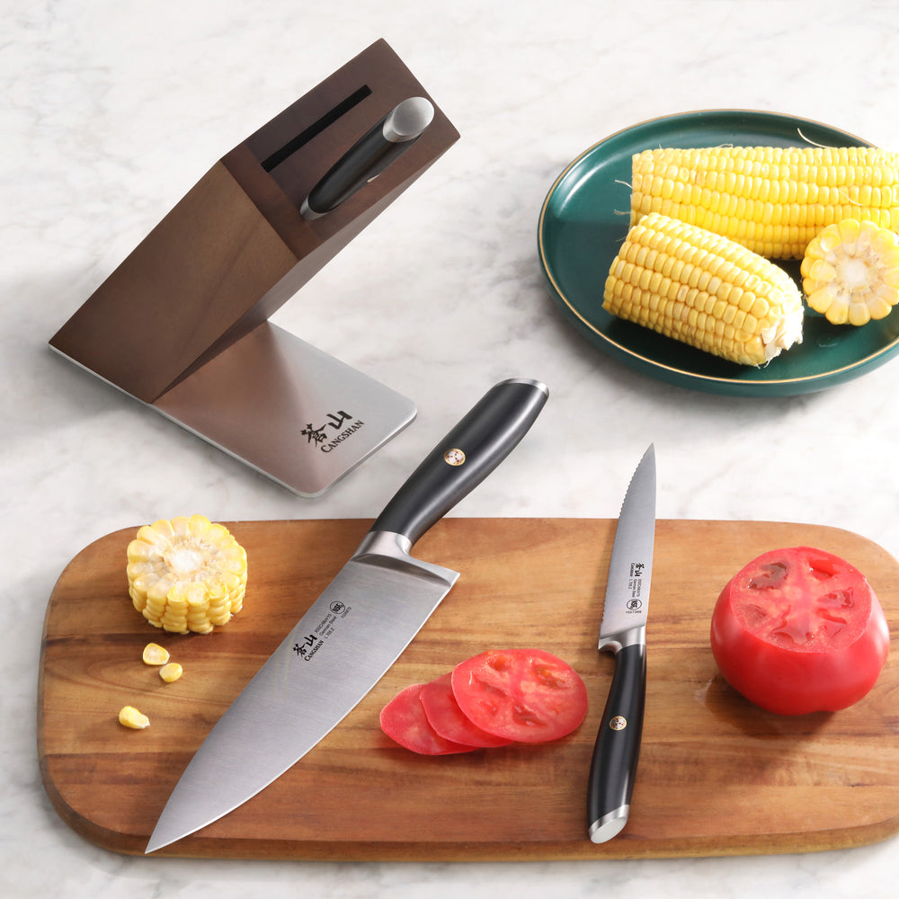 Cangshan Cutlery L Series Cleaver Knife Block 7 Pc. Set, Black, Cutlery, Household