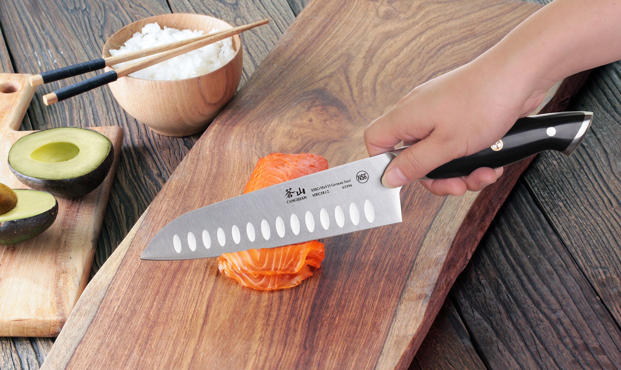 Z Series 7-Inch Santoku Knife, Forged German Steel, 62496