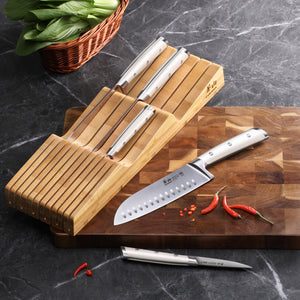 
                  
                    Load image into Gallery viewer, S1 Series 5-Piece Knife Set with Bamboo in Drawer Knife Block, Forged German Steel, 1023022
                  
                