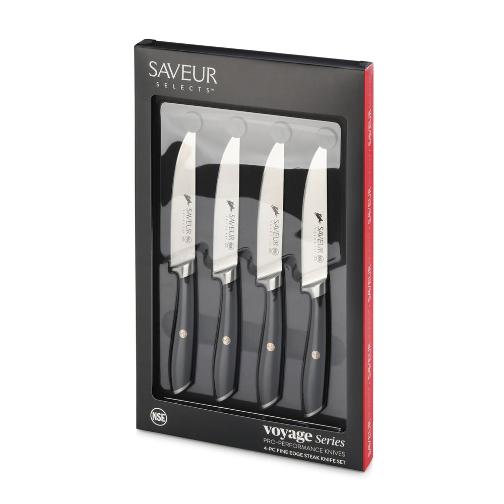 WIZEKA Steak Knives Set of 8, German 1.4116 Stainless Steel 4.5 Inches  Serrat