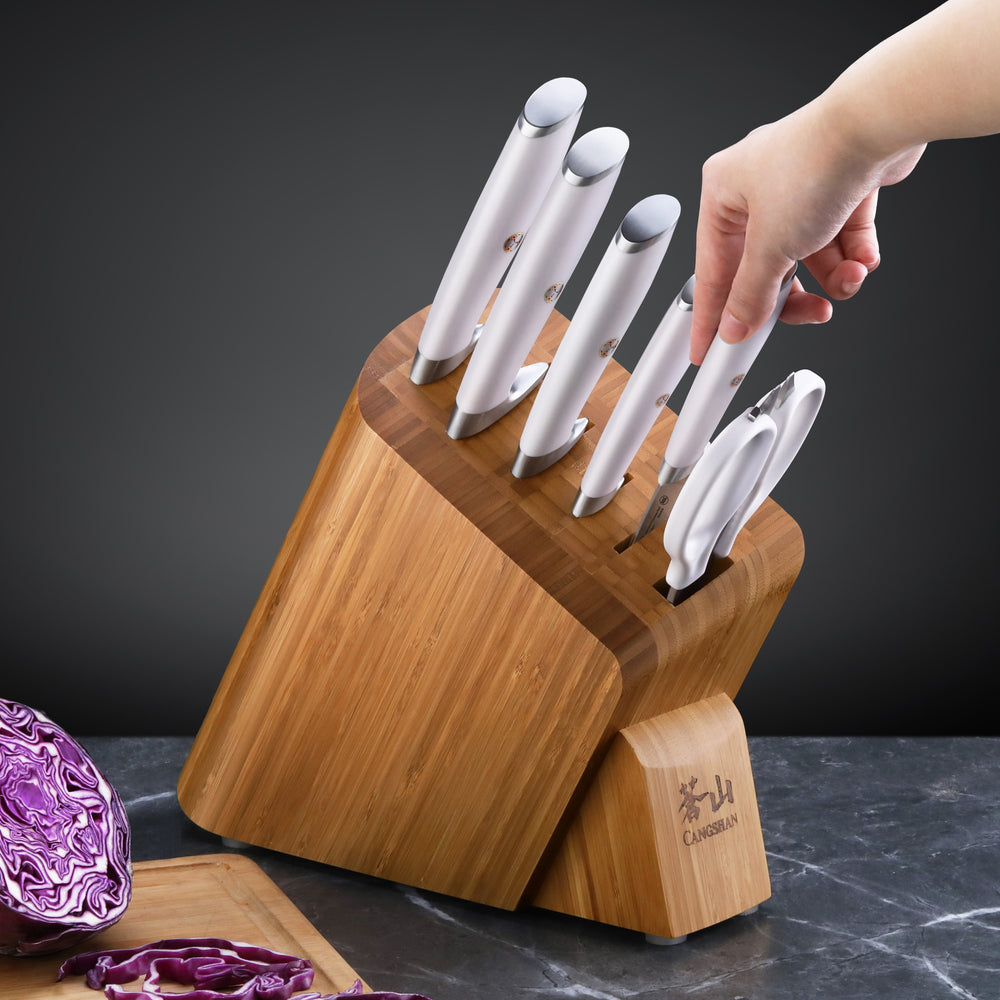 L1 Series 4-Piece Fine-Edge Steak Knife Set, White, Forged German Stee –  Cangshan Cutlery Company