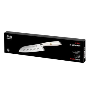 
                  
                    Load image into Gallery viewer, L1 Series 7-Inch Santoku Knife, White, Forged German Steel, 1026900
                  
                