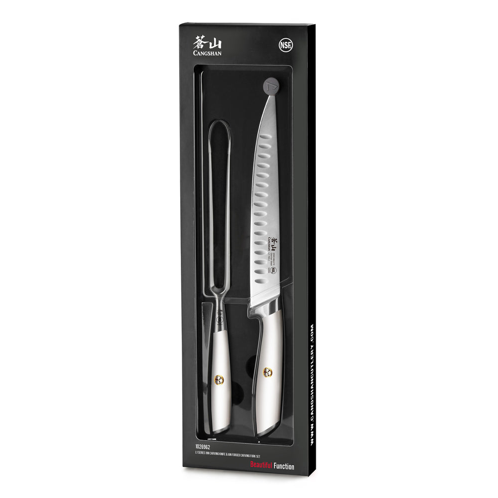 
                  
                    Load image into Gallery viewer, Cangshan L1 Series 1026962 German Steel Forged 2-Piece Carving Set, White
                  
                