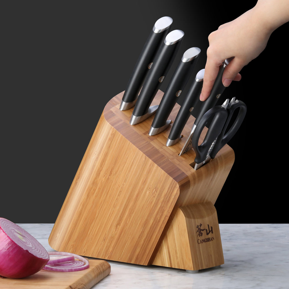7-Piece German-steel Forged Knife Set with Wood Storage Block and