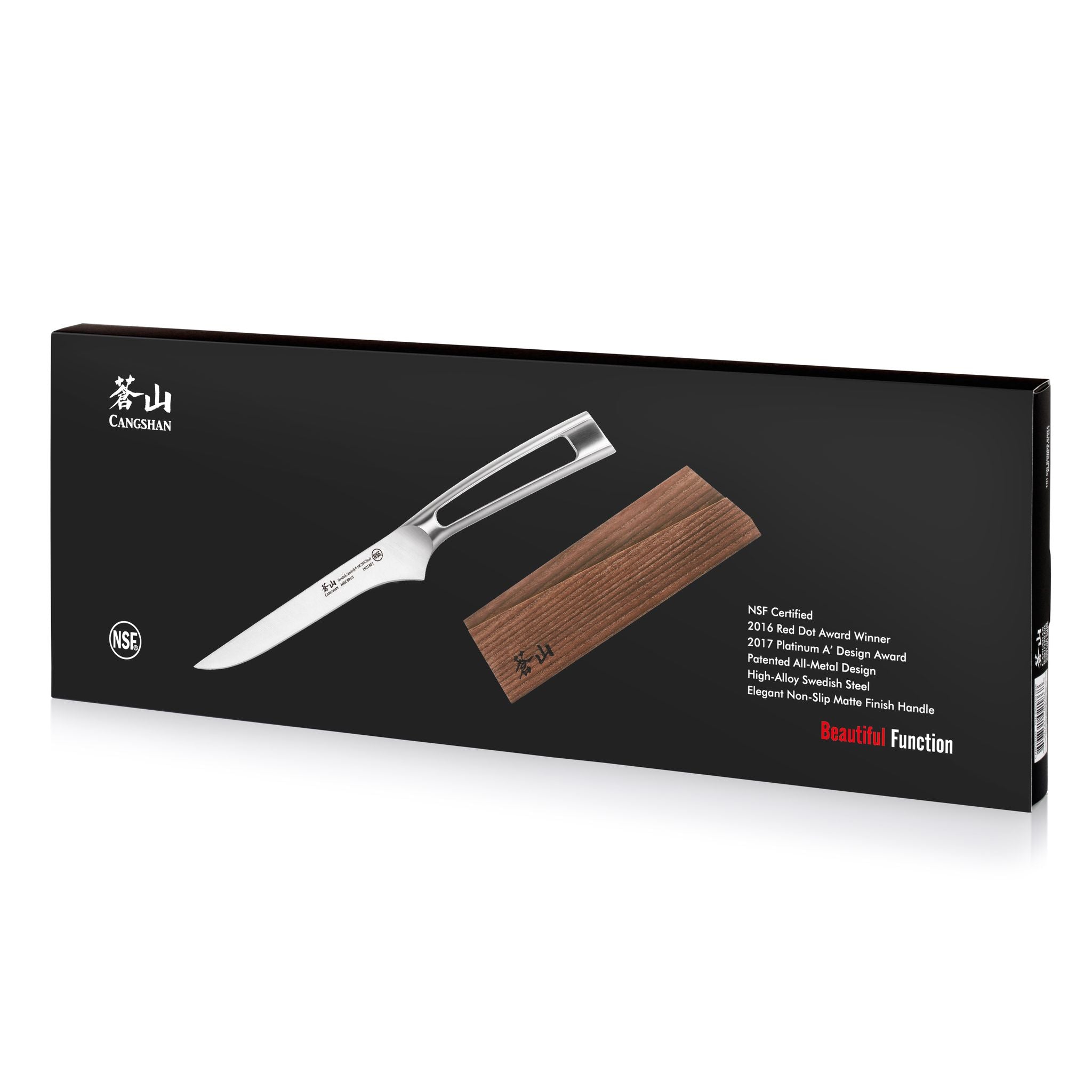 TN1 Series 6-Inch Boning Knife with Ash Wood Sheath, Forged Swedish 14C28N Steel, 1021868