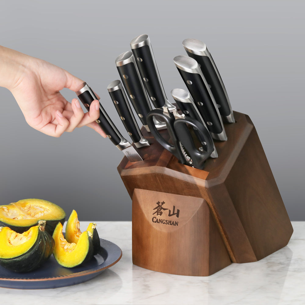 
                  
                    Load image into Gallery viewer, Cangshan S Series 1026146 German Steel Forged 10-Piece Knife Block Set
                  
                