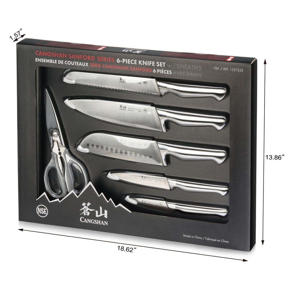 
                  
                    Load image into Gallery viewer, SANFORD Series 6-Piece Knife Set with Sheaths, Forged German Steel, 65510
                  
                