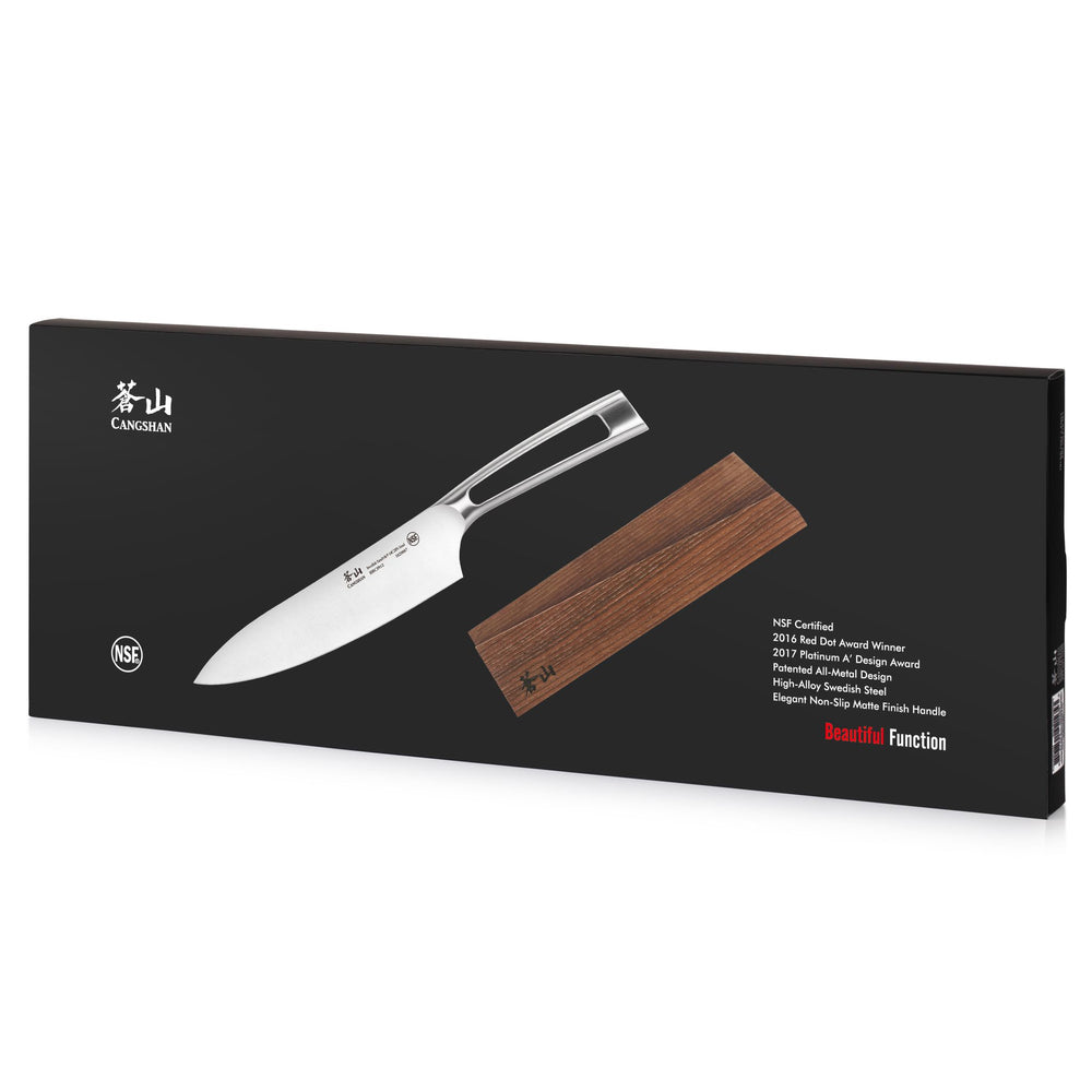 
                  
                    Load image into Gallery viewer, TN1 Series 8-Inch Chef Knife with Wood Sheath, Forged Swedish 14C28N Steel, 1021653
                  
                