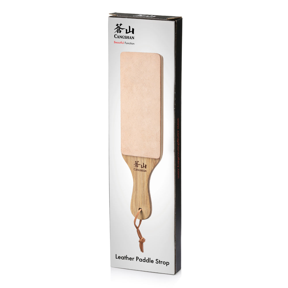 Large Double-Sided Leather Strop (Genuine Cowhide) Kit with 2 oz. Polishing  Compound & Angle Guide for Knives & Chisels