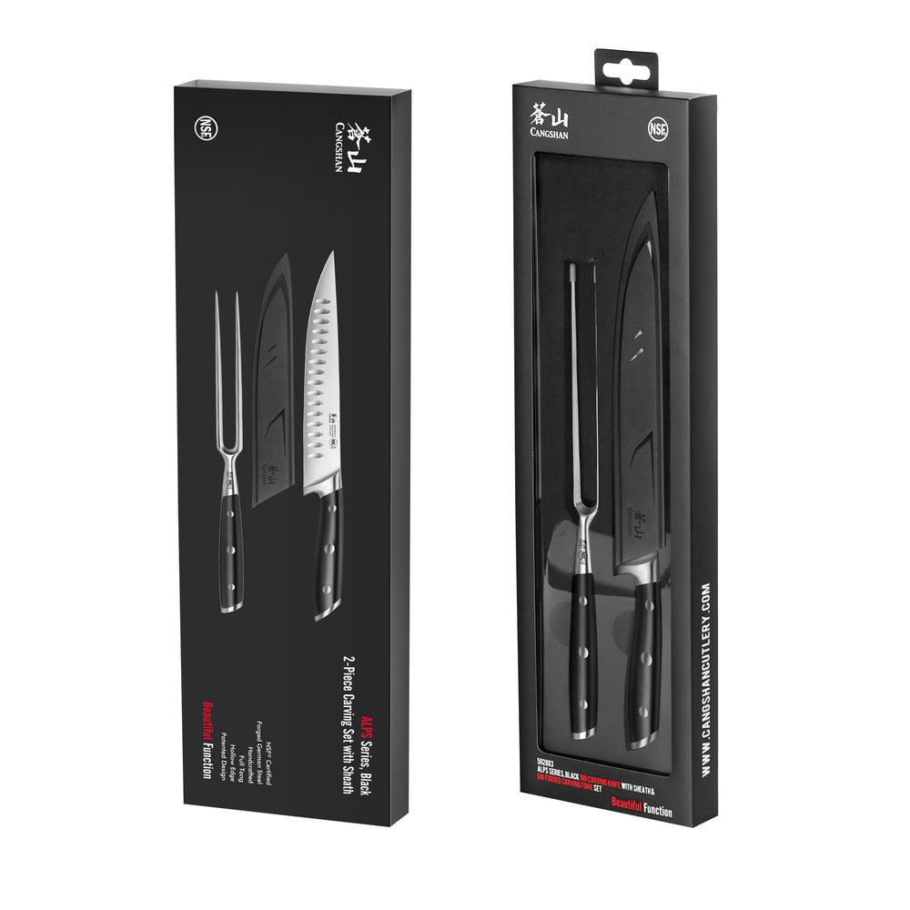 ALPS Series 2-Piece Carving Set with Sheath, Forged German Steel, Blac –  Cangshan Cutlery Company