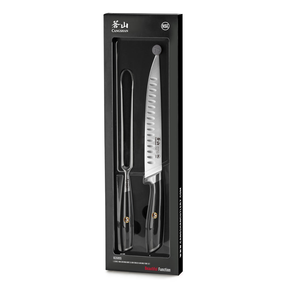
                  
                    Load image into Gallery viewer, Cangshan L Series 1026955 German Steel Forged 2-Piece Carving Set, Black
                  
                