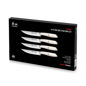 
                  
                    Load image into Gallery viewer, L1 Series 4-Piece Fine-Edge Steak Knife Set, White, Forged German Steel, 1026948
                  
                