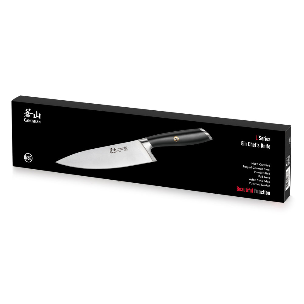 
                  
                    Load image into Gallery viewer, L Series 8-Inch Chef&amp;#39;s Knife, Forged German Steel, Black, 1026870
                  
                