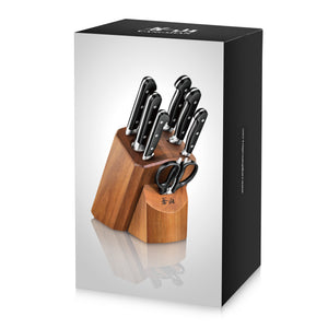 
                  
                    Load image into Gallery viewer, Cangshan TV2 Series 1023039 Swedish 14C28N Steel Forged 8-Piece Knife Block Set, Acacia
                  
                