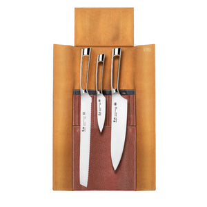 
                  
                    Load image into Gallery viewer, Cangshan N1 Series 4 Piece Leather Roll Knife Set, Silver
                  
                