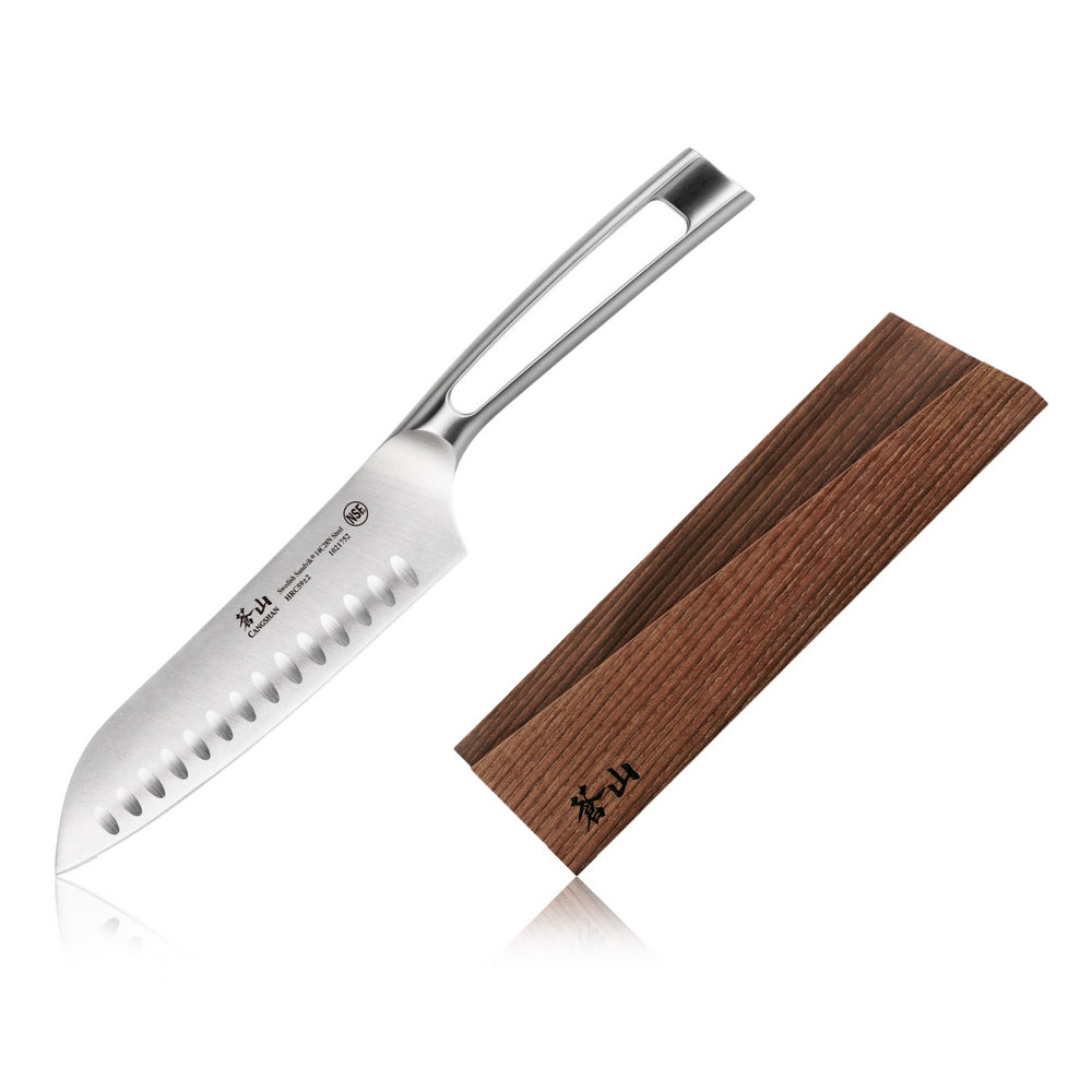 
                  
                    Load image into Gallery viewer, TN1 Series 7-Inch Santoku Knife with Ash Wood Sheath, Forged Swedish 14C28N Steel, 1021769
                  
                