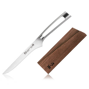 
                  
                    Load image into Gallery viewer, TN1 Series 6-Inch Boning Knife with Ash Wood Sheath, Forged Swedish 14C28N Steel, 1021868
                  
                