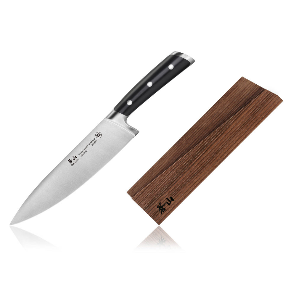 
                  
                    Load image into Gallery viewer, Cangshan TS Series 1020564 Swedish 14C28N Steel Forged 8-Inch Chef Knife and Wood Sheath Set
                  
                