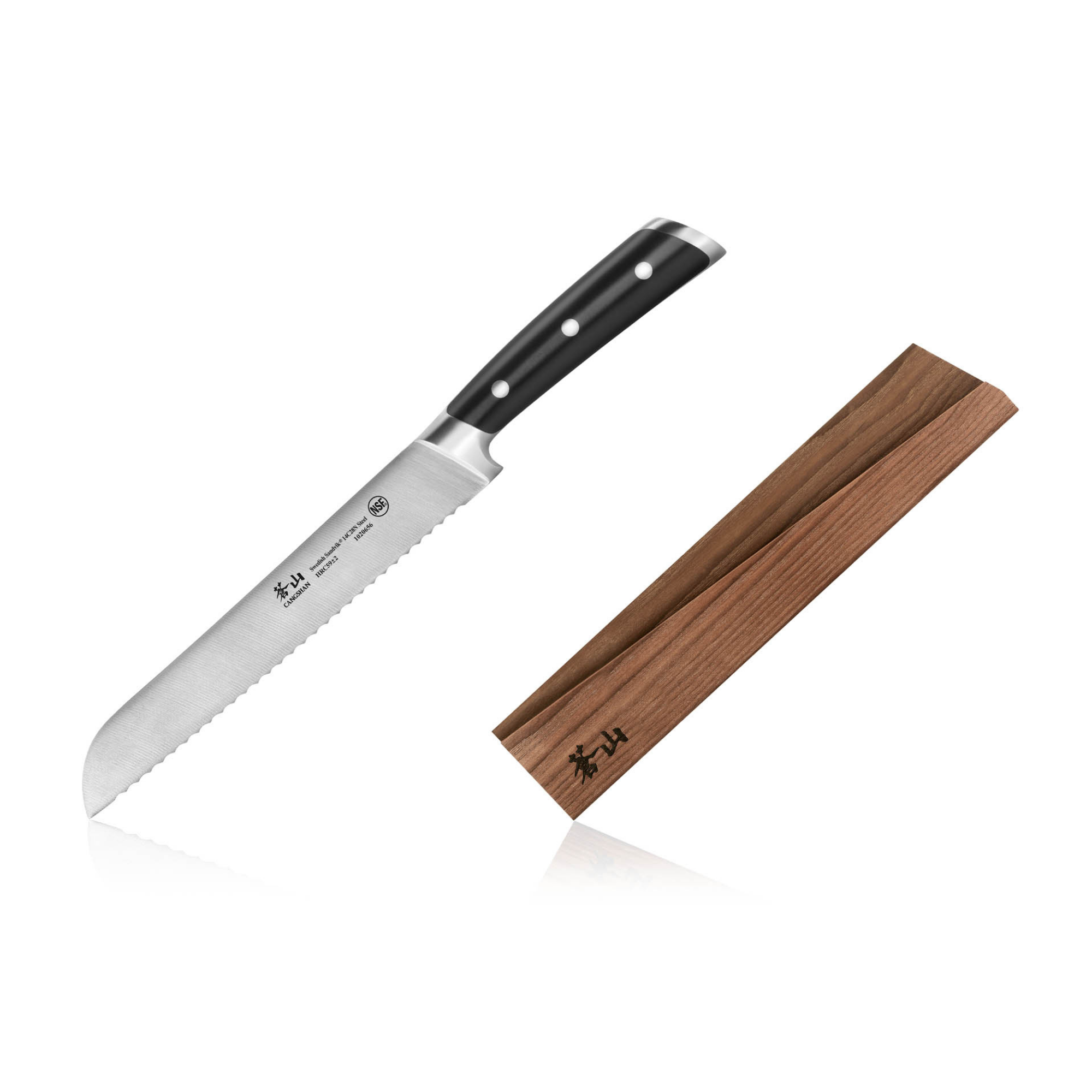 Bread Cutting Board Server with 15” Stainless Steel Bread Knife