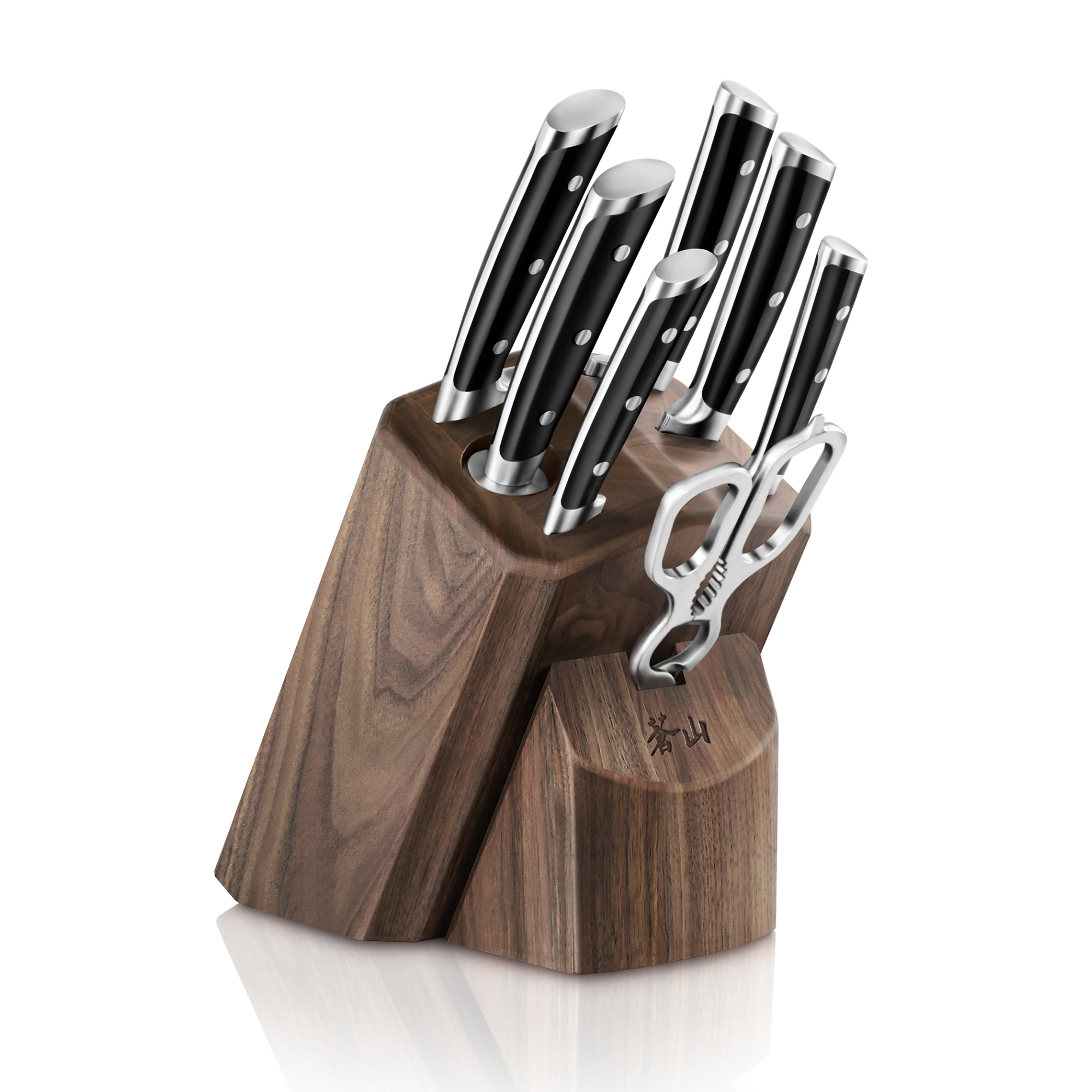 8 Pcs Knife Set with Wooden Block, Honing Steel Shears