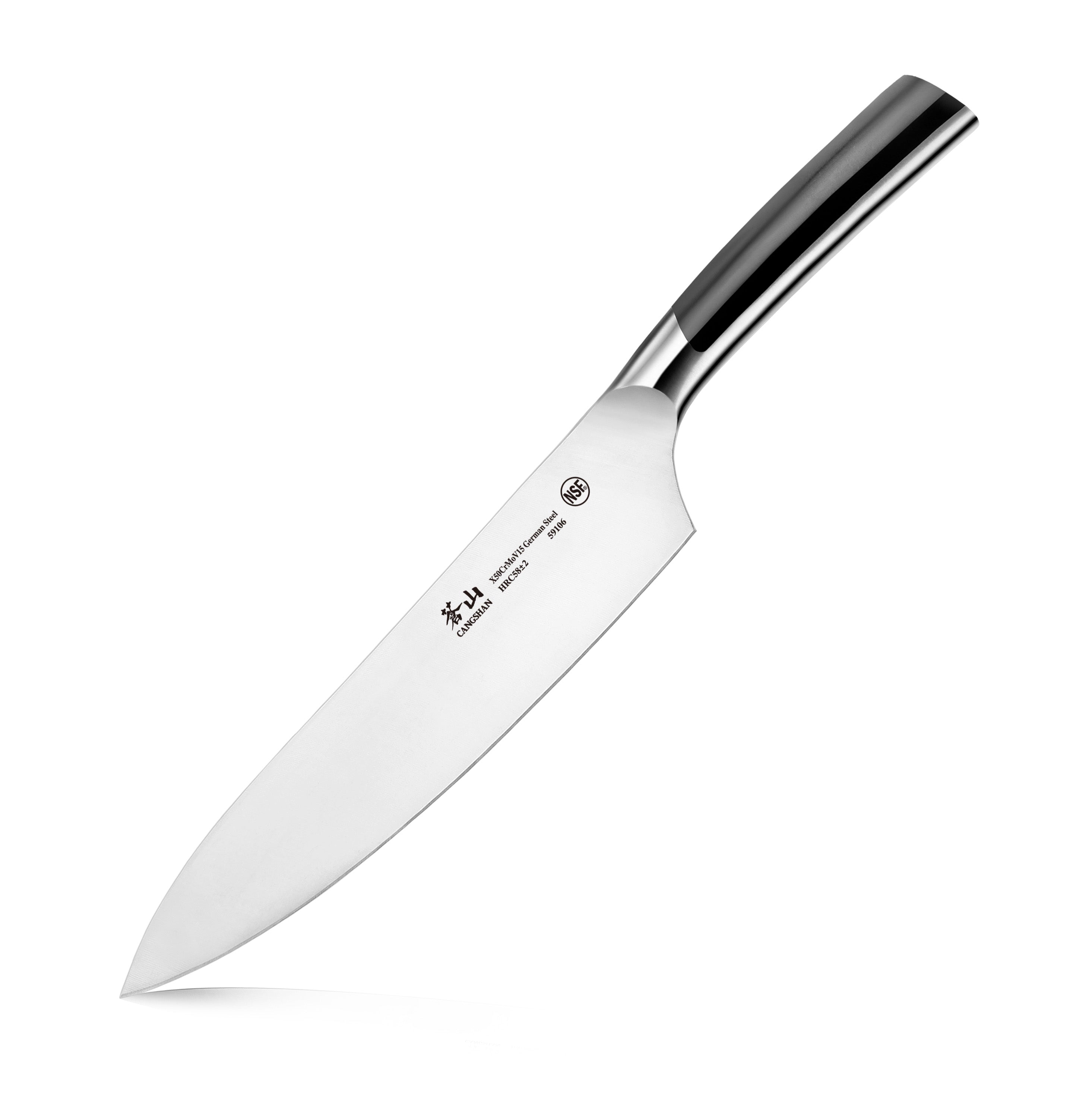ALPS Series 8-Inch Chef's Knife with Sheath, Forged German Steel, Blac –  Cangshan Cutlery Company