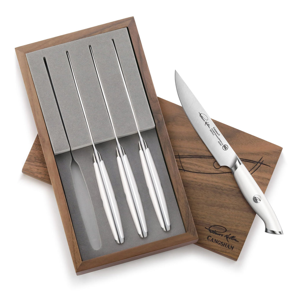 Premiere Titanium Cutlery 2-Piece Santoku Knife Set with Walnut Handles