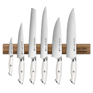 
                  
                    Load image into Gallery viewer, TKSC 7-Piece Walnut Magnetic Knife Bar Set, Forged Swedish Powder Steel, Thomas Keller Signature Collection, White, 1026634
                  
                