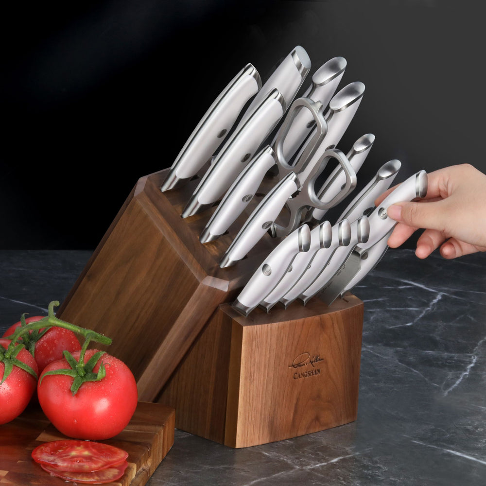 Aiheal K3-B8128-17 Silver Stainless Steel Kitchen Knife Set 17 Pieces With  Stand