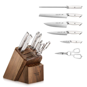 
                  
                    Load image into Gallery viewer, TKSC 7-Piece Knife Block Set with 8 Spare Slots, Forged Swedish Powder Steel, Walnut, Thomas Keller Signature Collection, White, 1025583
                  
                