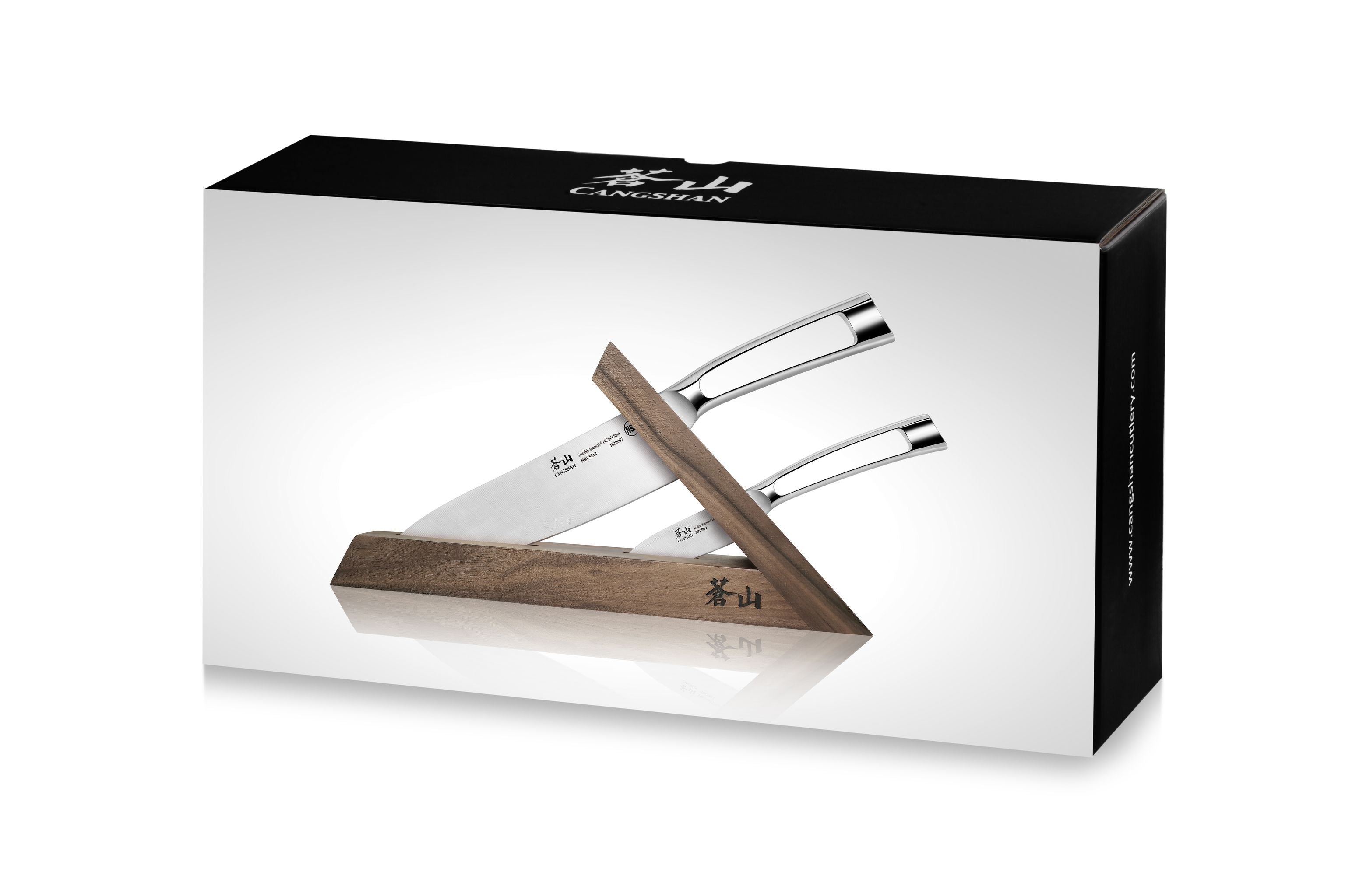 TN1 Series 3-Piece TAI Knife Block Set, Forged Swedish 14C28N Steel, Walnut Block, 1021264