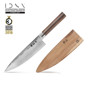 
                  
                    Load image into Gallery viewer, J Series 8-Inch Chef&amp;#39;s Knife with Walnut Sheath, High Carbon X-7 Damascus Steel, 62762
                  
                