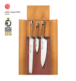 
                  
                    Load image into Gallery viewer, Cangshan N1 Series 4 Piece Leather Roll Knife Set, Silver
                  
                