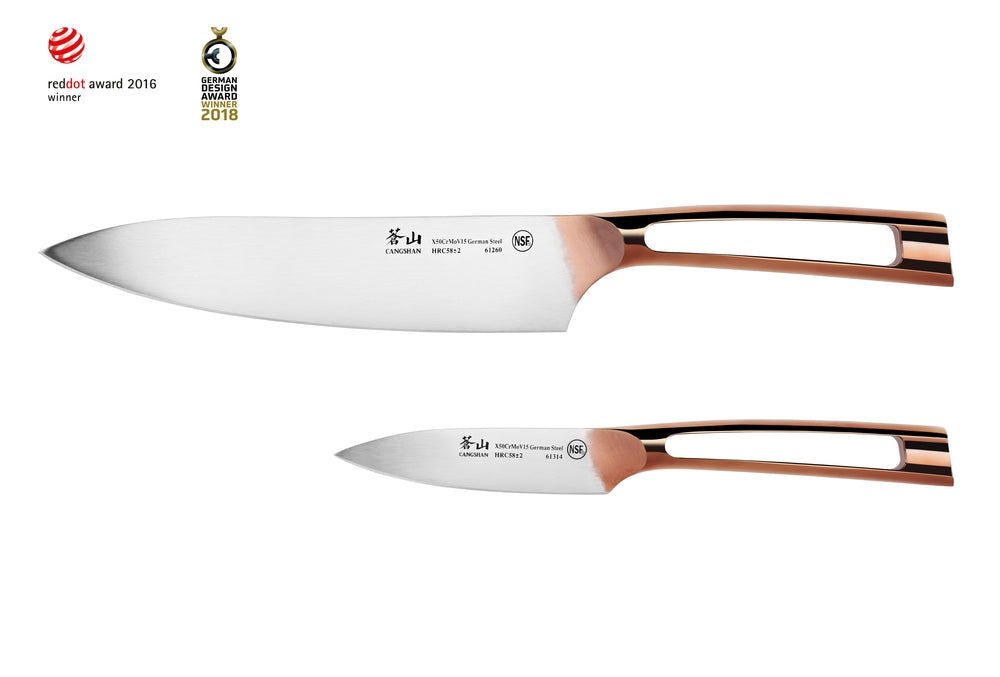 
                  
                    Load image into Gallery viewer, Cangshan N1 Series 61871 German Steel Forged 2-Piece Starter Knife Set, Copper Plated Handle
                  
                
